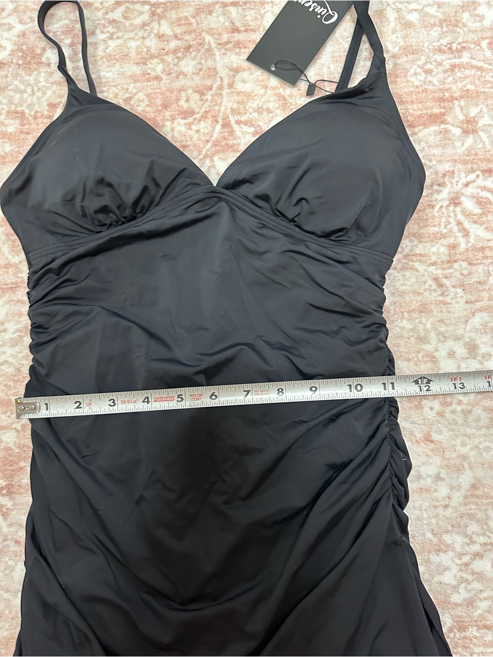 NEW 🖤Swim Black Ruched Swimdress - V-Neck - Picture 10 of 12